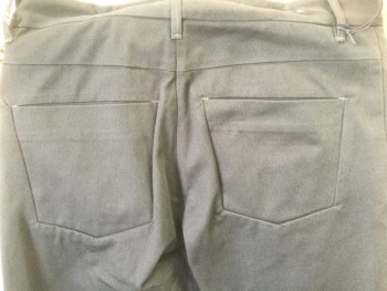 Mens, Casual Pants, JILL SANDER, Dk Gray, Cotton, Solid, 32/34, Flat Front, Twill Weave,  Mini Welt Pocket Right Side, Button Fly,