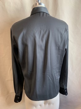 Mens, Fire/Police Shirt, ANTO, Dk Gray, Black, Poly/Cotton, Color Blocking, 17/35, Collar Attached, Button Front, Long Sleeves, 2 Pockets with Black Flaps, Black Epaulettes, Black Cuffs with Snaps, 2 Gray Buttons on Cuff