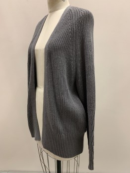 Womens, Sweater, URBAN OUTFITTERS, Dk Gray, Cotton, Acrylic, XS, Open Front, Side Pockets, L/S, Knit