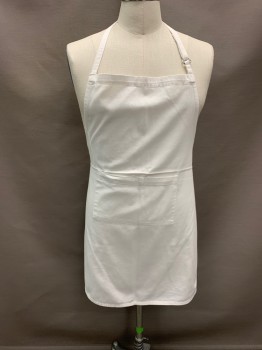 N/L, White, Cotton, Solid, Adj Halter Neck with 2 D Rings, Ties At Waist, 1 Pocket,