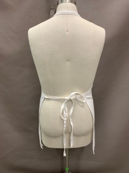 N/L, White, Cotton, Solid, Adj Halter Neck with 2 D Rings, Ties At Waist, 1 Pocket,