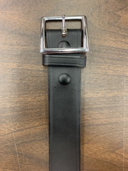 BOSTON, Black, Leather, Solid, Silver Open Buckle
