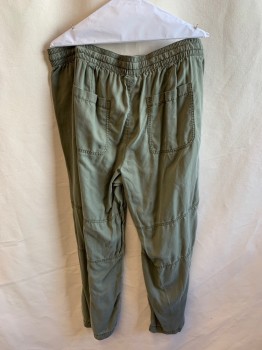 Womens, Pants, LANE BRYANT, Olive Green, Lyocell, Solid, 27, 18, Tie Front, Elastic Waistband, 4 Pockets