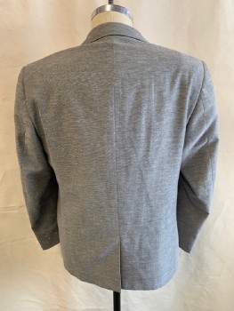 VITARELLI, Lt Gray, Polyester, Rayon, Heathered, Single Breasted, 2 Bttns, Notched Lapel, 3 Pckts,