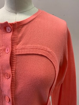 NANETTE LEPORE, Pink, Cotton, Nylon, Solid, Round Neck, Button Front, Removable Tabs at Waist