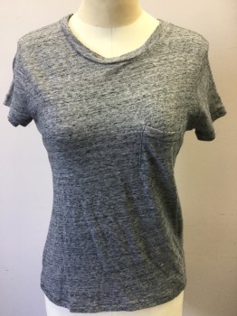 Womens, Top, MADEWELL, Heather Gray, Black, Cotton, Heathered, Speckled, XXS, Heather Gray with Black Speckled , Round Neck,  1 Pocket, Cap Sleeves