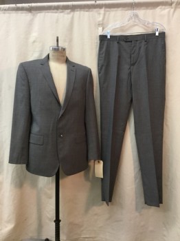 GEORGE AUSTIN, Heather Gray, Wool, Heathered, Heather Gray, Notched Lapel, 2 Buttons,