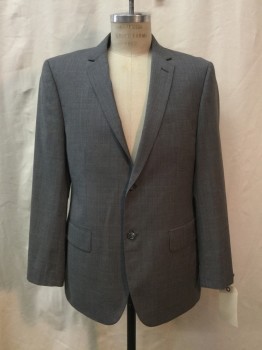 GEORGE AUSTIN, Heather Gray, Wool, Heathered, Heather Gray, Notched Lapel, 2 Buttons,