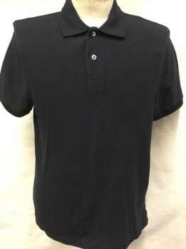 J.CREW, Black, Cotton, Solid, (Multiple) Collar Attached, 2 Button Front, Short Sleeves,