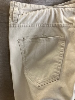 Mens, Casual Pants, MICHAEL KORS, Beige, Cotton, Spandex, 32/32, Brushed Twill, Zip Fly, 6 Pckts, Tailored Fit