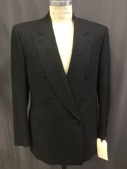 CANALI, Charcoal Gray, Cashmere, Solid, Double Breasted, Peaked Lapel, 3 Pockets, Very Nice Heavy Cashmere