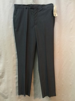 Womens, Slacks, KENNETH COLE, Gray, Wool, Polyester, Check , 31, 34, Gray Micro Check, Flat Front,