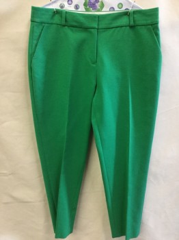 Womens, Slacks, KATE SPADE, Green, Poly/Cotton, Spandex, Solid, 8, Green, Flat Front, Zip Front, 4 Pockets