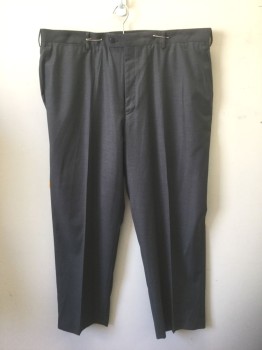 J.FERRAR, Gray, Polyester, Viscose, Stripes - Micro, Self Micro-Stripe Weave, Flat Front, Button Tab Waist, Zip Fly, 5 Pockets (Including 1 Watch Pocket), Relaxed Straight Leg