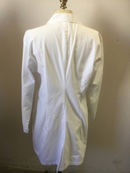 DICKIES, White, Poly/Cotton, Solid, 4 Buttons, 3 Pockets, Notched Lapel,
