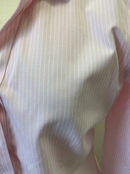 BROOKS BROTHERS, Pink, White, Cotton, Lycra, Stripes - Vertical , Long Sleeves, Button Front, Collar Attached,