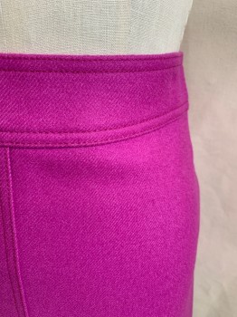 Womens, Skirt, Mini, J. CREW, Magenta Purple, Wool, Solid, W 24, 0, Twill, 2" Waistband, Center Front Seam, Back Zip