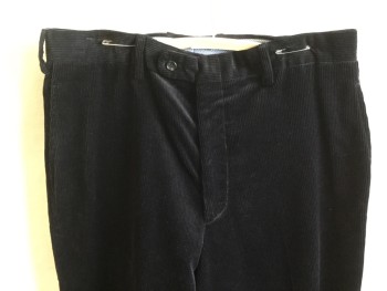 Mens, Casual Pants, HILFIGER, Black, Cotton, Elastane, Solid, 36/31, 1.5"  Waistband with Belt Hoops, Flat Front, Zip Front, 4 Pockets, with Cuff