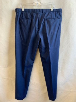 Mens, Suit, Pants, HUGO BOSS, Navy Blue, Wool, Solid, 38/32, F.F, Side Pockets, Zip Front, Belt Loops