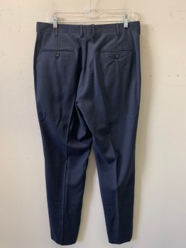 Mens, Suit, Pants, BROOKS BROTHERS, Navy Blue, Blue, Wool, Plaid, 36/32, F.F, Side Pockets, Zip Front, Belt Loops