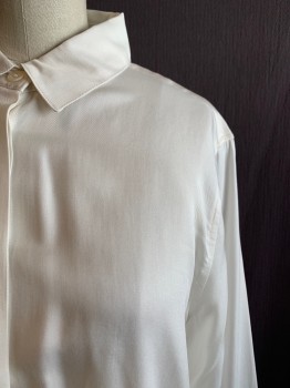 BANANA REPUBLIC, Off White, Tencel, Solid, C.A., B.F., L/S, Hidden Placket *Black Stains on Left Sleeve*