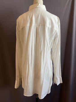 Womens, Blouse, BANANA REPUBLIC, Off White, Tencel, Solid, B34, S, C.A., B.F., L/S, Hidden Placket *Black Stains on Left Sleeve*
