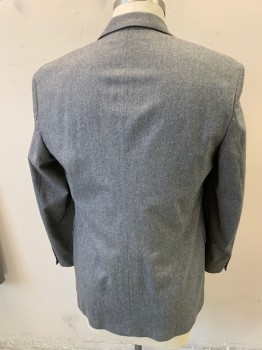 HUGO BOSS, Heather Gray, Wool, Heathered, 2 Buttons,  Notched Lapel, 3 Pockets,
