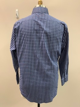 Mens, Casual Shirt, ENGLISH LAUNDRY, Black, Navy Blue, White, Cotton, Check , 34.5, 17.5, L/S, Button Front, Collar Attached