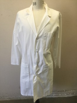 CHEROKEE, White, Cotton, Polyester, Solid, 4 Buttons, Notched Lapel, Long Sleeves, 3 Patch Pockets