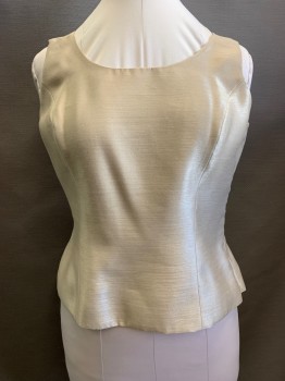 Womens, Top, NIPON BOUTIQUE, Gold, Polyester, Rayon, Solid, L, Light Gold Solid, Sleeveless, Scoop Neck, Left Side Zipper