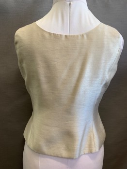 Womens, Top, NIPON BOUTIQUE, Gold, Polyester, Rayon, Solid, L, Light Gold Solid, Sleeveless, Scoop Neck, Left Side Zipper
