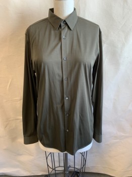 Womens, Blouse, THEORY, Olive Green, Poly/Cotton, L, C.A., Button Front, L/S