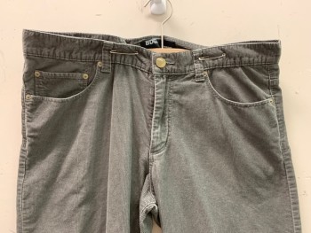 Mens, Casual Pants, BDG, Gray, Cotton, Solid, 36/32, Corduroy Pants, F.F, Top Pockets, Zip Front, Belt Loops