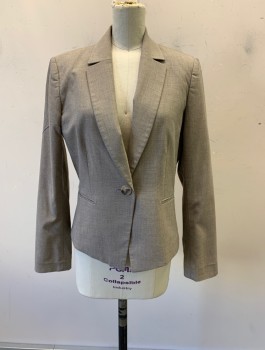 Womens, Blazer, ALEX MARIE, Khaki Brown, Polyester, Viscose, 4, Notched Lapel, Single Breasted, Button Front, 1 Button, 2 Pockets