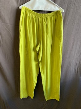 Womens, Pants, CALIFORNIA THREADS, Lime Green, Linen, XL, Elastic Waist, Side Pockets