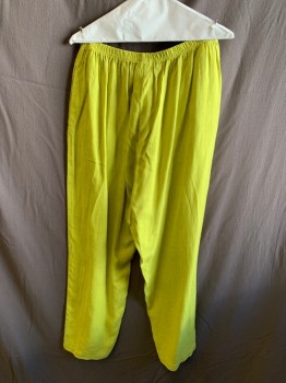 Womens, Pants, CALIFORNIA THREADS, Lime Green, Linen, XL, Elastic Waist, Side Pockets