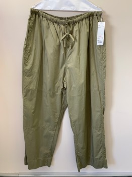 Womens, Pants, UNIQLO, Olive Green, Cotton, Solid, XL, Elastic Waist Band With D String, Side Pocket,
