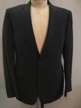 Mens, Suit, Jacket, Gucci, Charcoal Gray, Wool, Mohair, Solid, 40R, Single Breasted, Notched Lapel, 3 Pockets, 2 Pockets