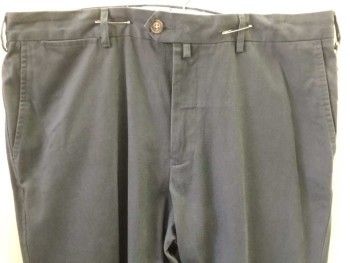 Mens, Casual Pants, FACONNABLE, Dk Gray, Cotton, Solid, OPEN, 38, Flat Front, Zip Front, 5 Pockets, Belt Loops, Tab Waistband,