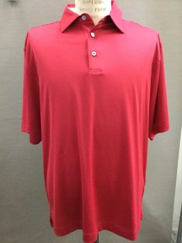 FJ, Red, Polyester, Spandex, Solid, Short Sleeve,  3 Buttons