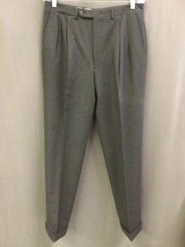CANALI, Charcoal Gray, Cashmere, Solid, Double Pleats, Cuffs, 4 Pockets + Watch Pocket, Button Tab,