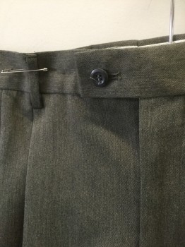 Mens, Slacks, LOUIS RAPHAEL, Taupe, Polyester, Rayon, Solid, Ins:32, W:36, Double Pleated, Button Tab Waist, Zip Fly, 4 Pockets, Straight Leg, Cuffed Hems, 90's/00's **Has a Double