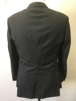 J CREW, Black, Wool, Solid, Single Breasted, 2 Buttons,  Notched Lapel, Hand Picked Collar/Lapel,