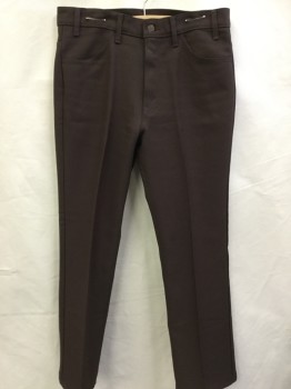 Mens, Pants, LEVI'S, Dk Brown, Polyester, Solid, 31, 33, Flat Front, Zip Front, 4 Pockets