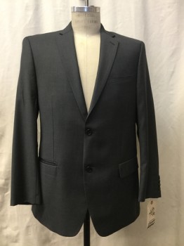 JOSEPH ABBOUD, Gray, Wool, Solid, Single Breasted, Notched Lapel, 2 Buttons,  3 Pockets,