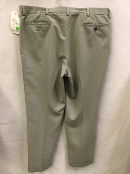 DOCKERS, Khaki Brown, Poly/Cotton, Solid, Double Pleats, , Zip Front, 4 Pockets, Cuffs