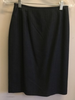 Womens, Suit, Skirt, VIA SPIGA, Charcoal Gray, Blue, Polyester, Rayon, Stripes - Pin, W29, 1/2" Waistband, Length, Zip Back