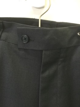 ALFANI, Charcoal Gray, Polyester, Rayon, Solid, Flat Front, Button Tab Waist, Zip Fly, 4 Pockets, Straight Leg