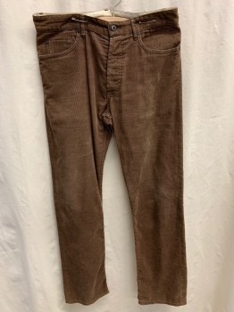 Mens, Casual Pants, ENGINEERED GARMENTS, Brown, Cotton, 34/32, Corduroy, Side Pockets, Zip Front, Flat Front