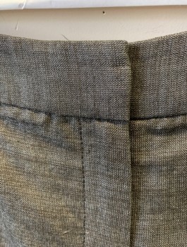 LAFAYETTE 148, Charcoal Gray, Gray, Viscose, Linen, 2 Color Weave, Mid Rise, Straight Cropped Leg, Zip Fly, 1.5" Wide Self Waistband, No Pockets or Belt Loops